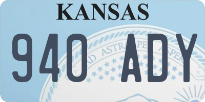 KS license plate 940ADY