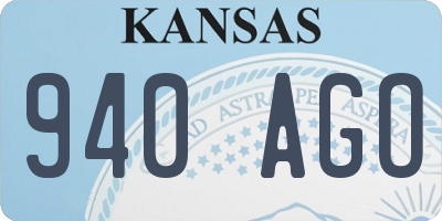 KS license plate 940AGO