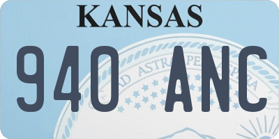 KS license plate 940ANC