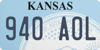 KS license plate 940AOL