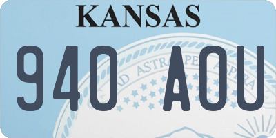 KS license plate 940AOU