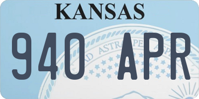 KS license plate 940APR