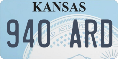 KS license plate 940ARD