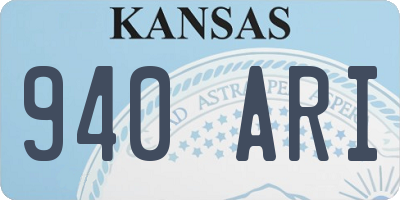 KS license plate 940ARI