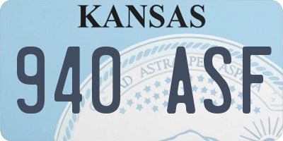 KS license plate 940ASF