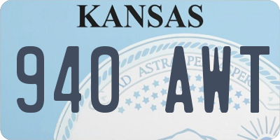 KS license plate 940AWT