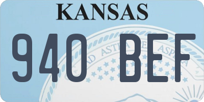 KS license plate 940BEF