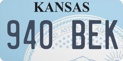 KS license plate 940BEK