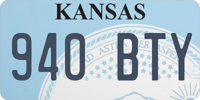 KS license plate 940BTY