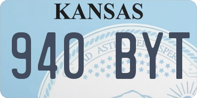 KS license plate 940BYT