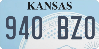 KS license plate 940BZO