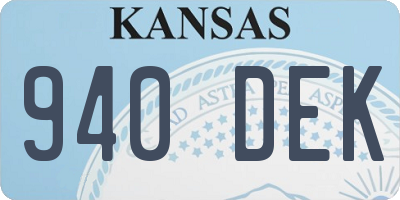 KS license plate 940DEK