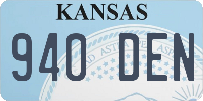 KS license plate 940DEN