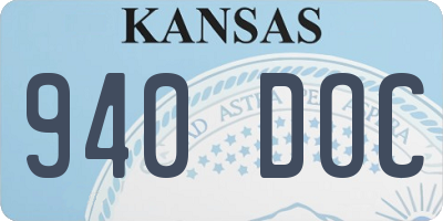 KS license plate 940DOC