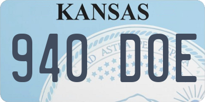 KS license plate 940DOE