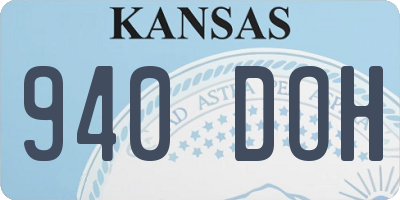 KS license plate 940DOH
