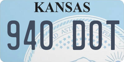 KS license plate 940DOT