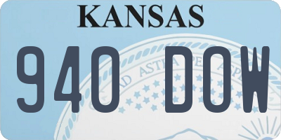 KS license plate 940DOW