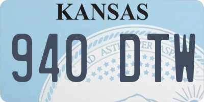 KS license plate 940DTW
