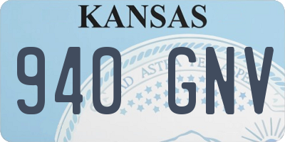 KS license plate 940GNV