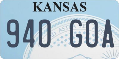KS license plate 940GOA