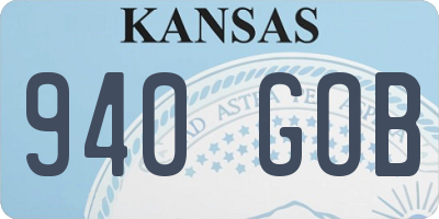 KS license plate 940GOB
