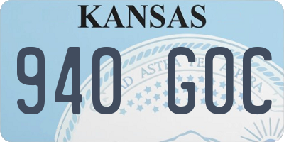 KS license plate 940GOC