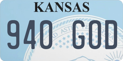 KS license plate 940GOD