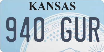 KS license plate 940GUR