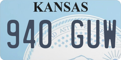 KS license plate 940GUW