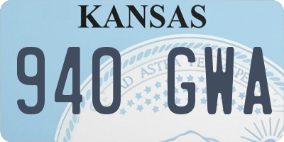 KS license plate 940GWA
