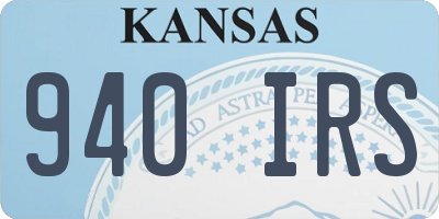 KS license plate 940IRS
