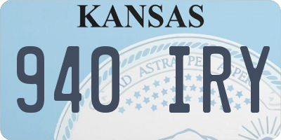 KS license plate 940IRY
