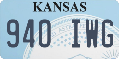 KS license plate 940IWG