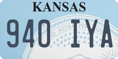 KS license plate 940IYA