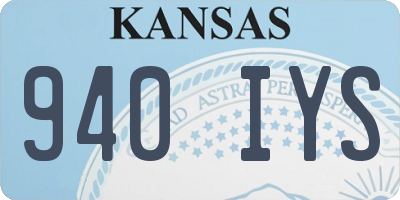 KS license plate 940IYS