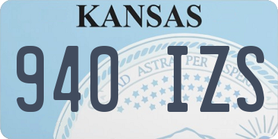 KS license plate 940IZS