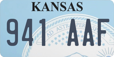 KS license plate 941AAF