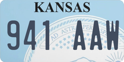KS license plate 941AAW