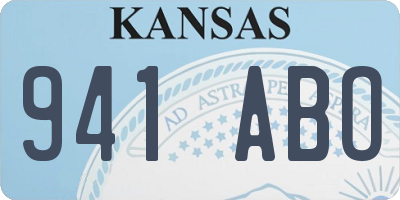 KS license plate 941ABO