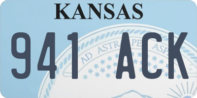 KS license plate 941ACK