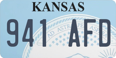 KS license plate 941AFD