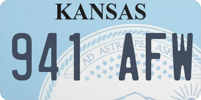 KS license plate 941AFW