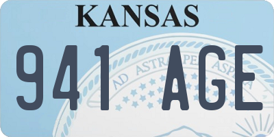 KS license plate 941AGE