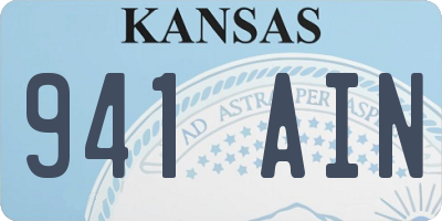 KS license plate 941AIN
