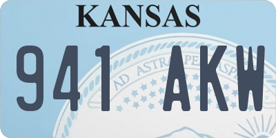 KS license plate 941AKW