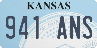 KS license plate 941ANS