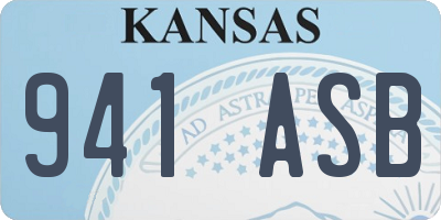 KS license plate 941ASB