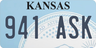 KS license plate 941ASK