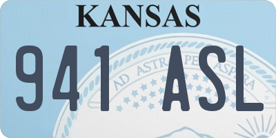 KS license plate 941ASL